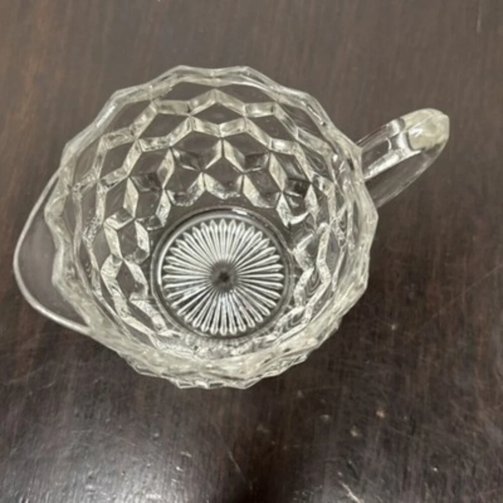 Fostoria LOT American Creamer & Nappy Candy Dish Clear Glass 2pc set